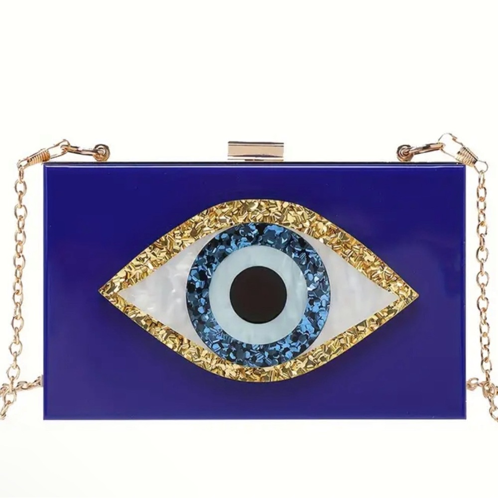 STUNNING EVIL EYE EVENING ACRYLIC CLUTCH BAG